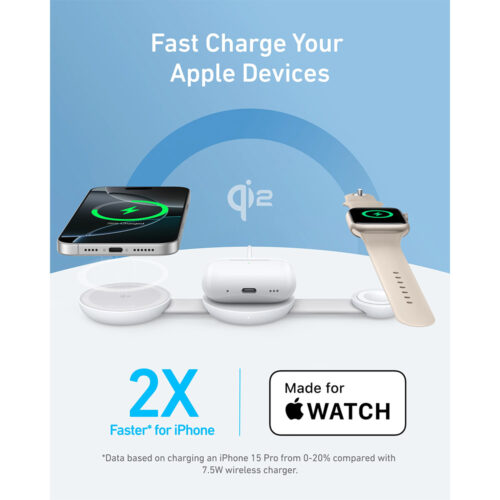 Anker MagGo Wireless Charging Station (3-in-1, Foldable Pad) Qi2