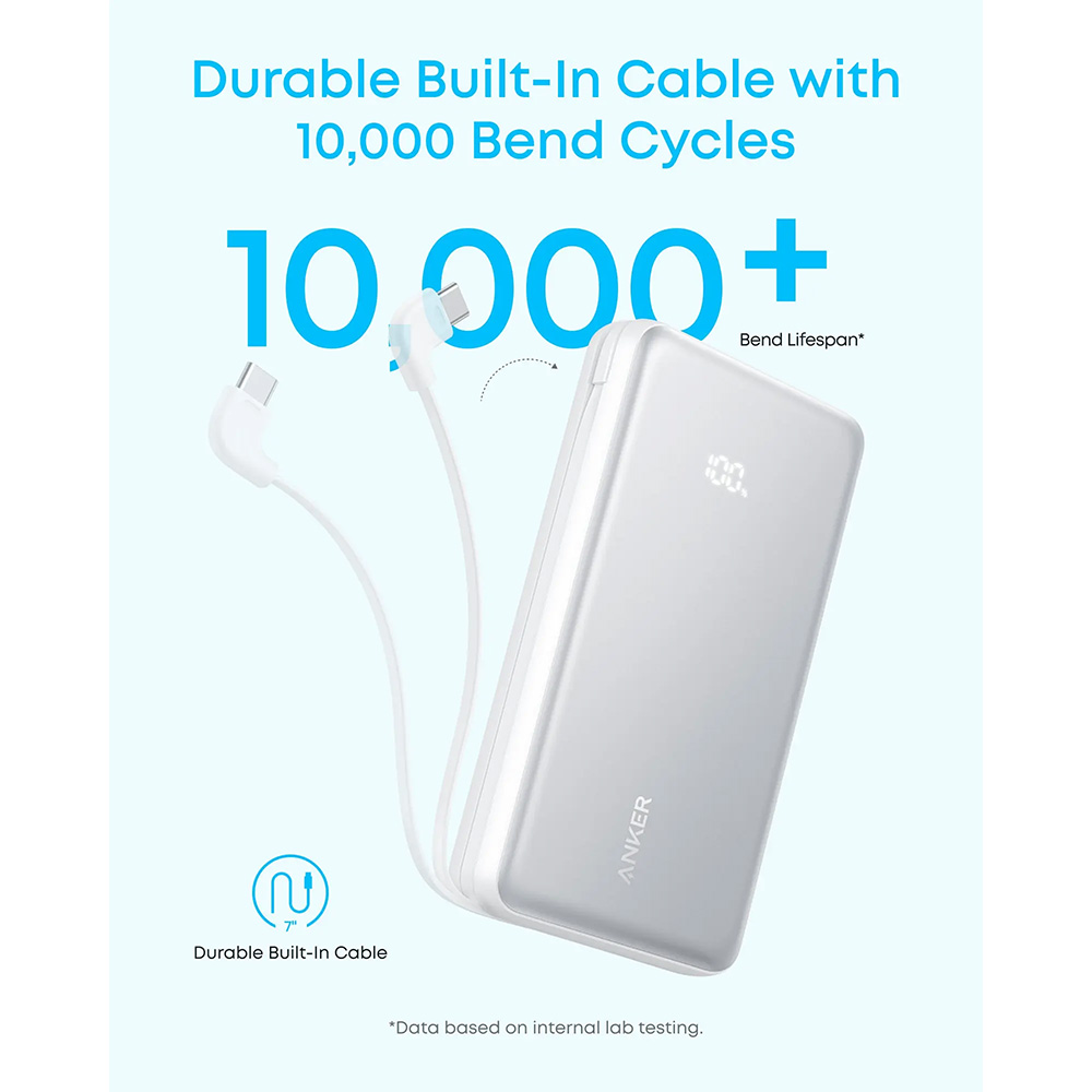 Anker Zolo Powerbank 20000mAh 22.5W with Built-in USB-C Cable – A110E Anker Zolo Powerbank 20000mAh 22.5W with Built-in USB-C Cable – A110E