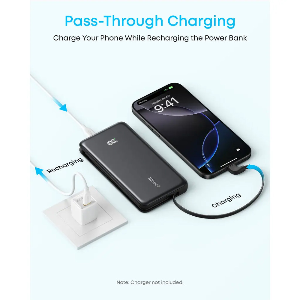 Anker Zolo Powerbank 10000mAh 22.5W with Built-in USB-C Cable – A110D Anker Zolo Powerbank 10000mAh 22.5W with Built-in USB-C Cable – A110D