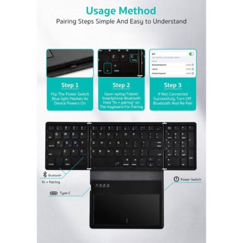 COTECi 81 Key Folding Keyboard with TouchPad