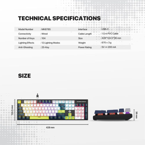 Fantech ATOM104S MK878S Pro Wired Mechanical Keyboard