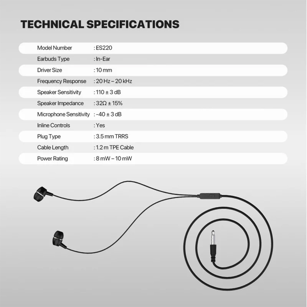 FANTECH ES220 LINKPODS Wired In‑Ear Headphones with Mic FANTECH ES220 LINKPODS Wired In‑Ear Headphones with Mic