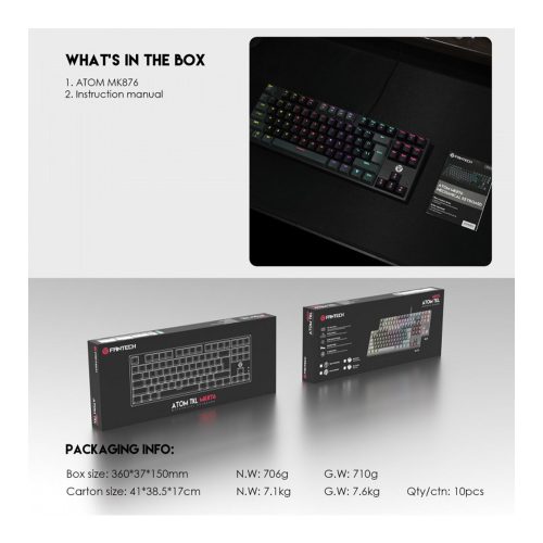 Fantech MK876 ATOM TKL RGB Mechanical Switch 87 Keys