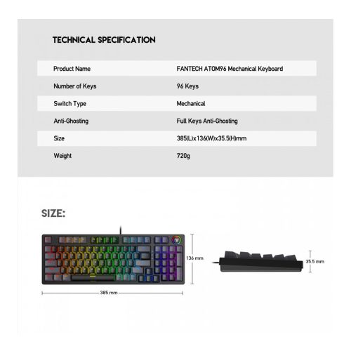 Fantech MK890 ATOM 96 RGB Mechanical Keyboard