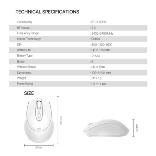 FANTECH W191S GO: Dual Mode Bluetooth & Wireless Mouse