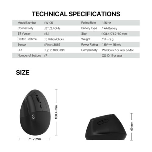 Fantech W195 GO COMFY Vertical Mouse