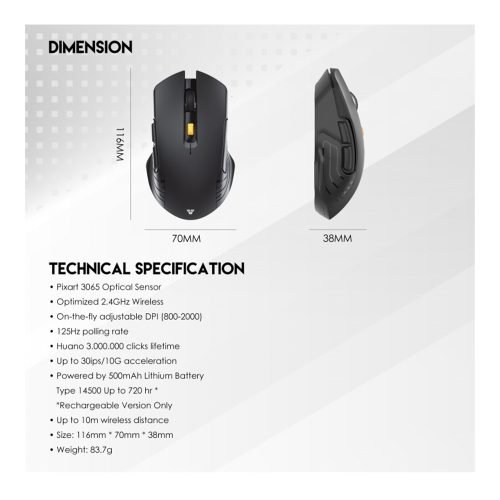Fantech WG12R RAIGOR III Rechargeable Wireless Gaming Mouse