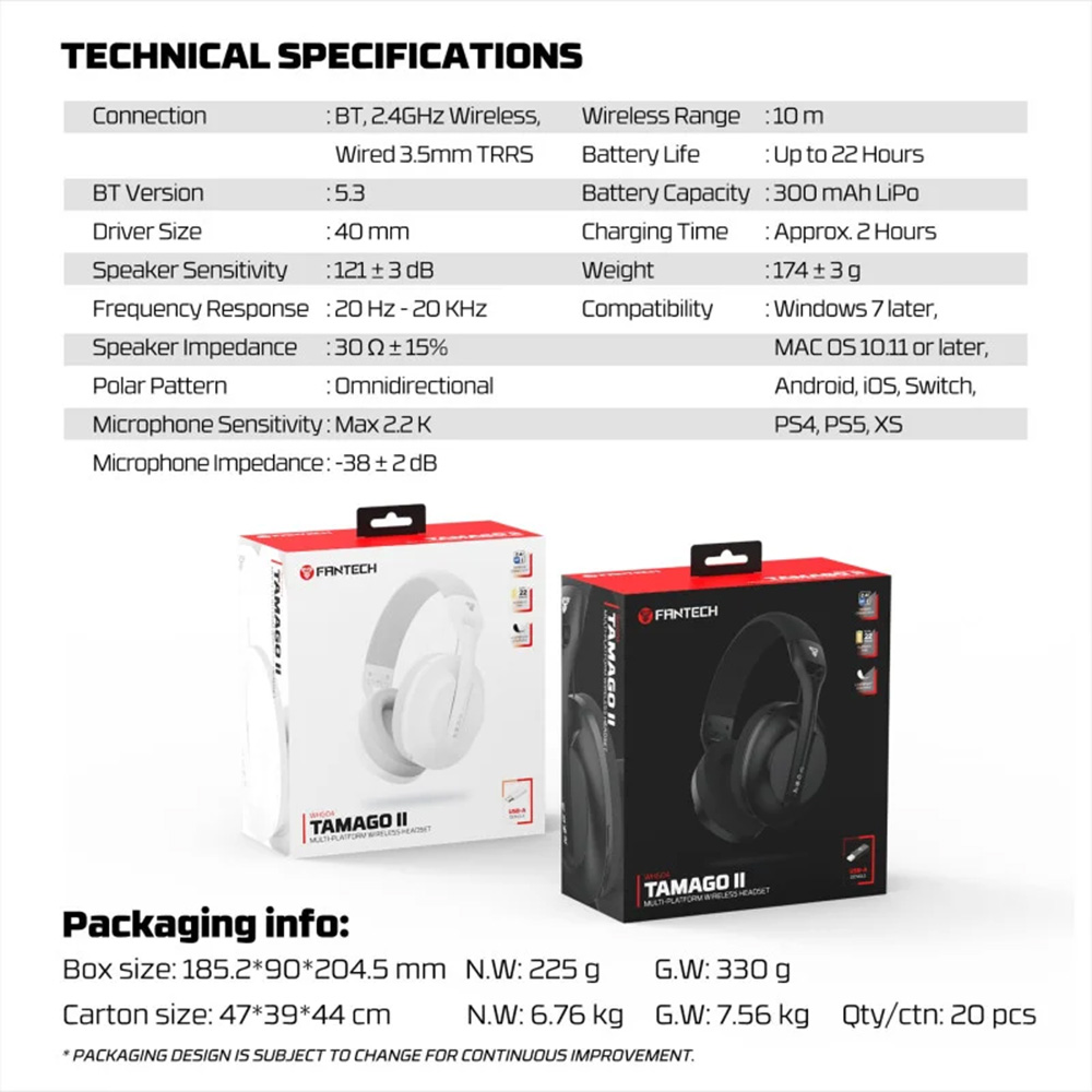FANTECH WHG04 TAMAGO II Multi-Platform Wireless Headset FANTECH WHG04 TAMAGO II Multi-Platform Wireless Headset