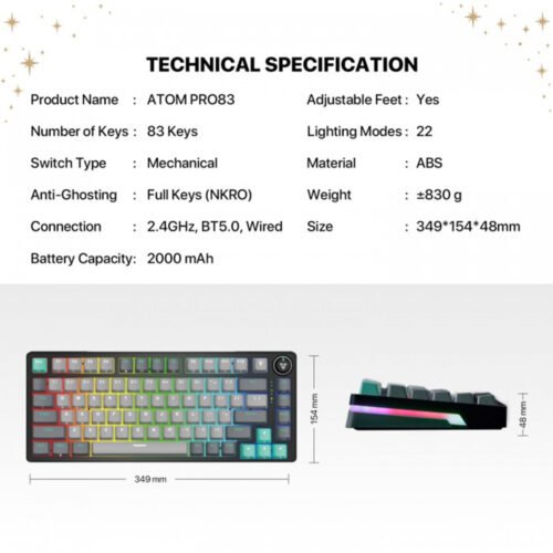 Fantech ATOM PRO83 MK913 Wireless Mechanical Gaming Keyboard
