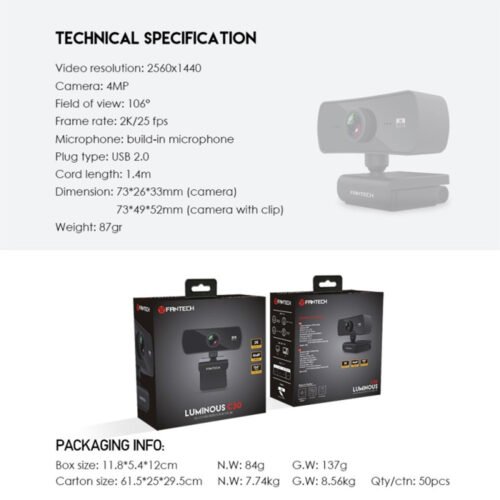 Fantech C30 LUMINOUS: 2K Quad HD Webcam
