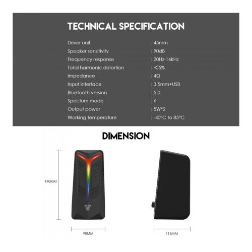 Fantech GS301 TRIFECTA Bluetooth & Wired RGB Gaming & Music Speaker