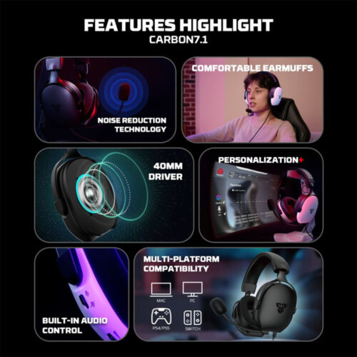 Fantech HG30 CARBON USB 7.1 Virtual surround sound Gaming Headset
