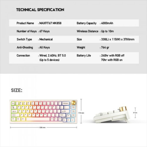 Fantech MAXFIT67 MK858 Wireless Mechanical Gaming Keyboard