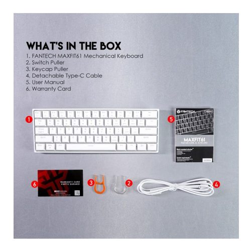 Fantech  MK857 MAXFIT61 RGB Bluetooth, Wireless & Wired Mechanical Gaming Keyboard