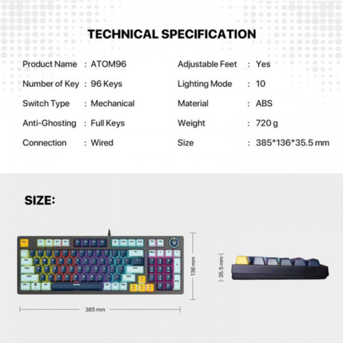 Fantech MK890V2 Atom 96 RGB Mechanical Keyboard
