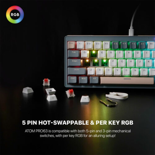Fantech Mk912 Atom Pro63 Rgb Keyboard Wireless Gaming Mechanical