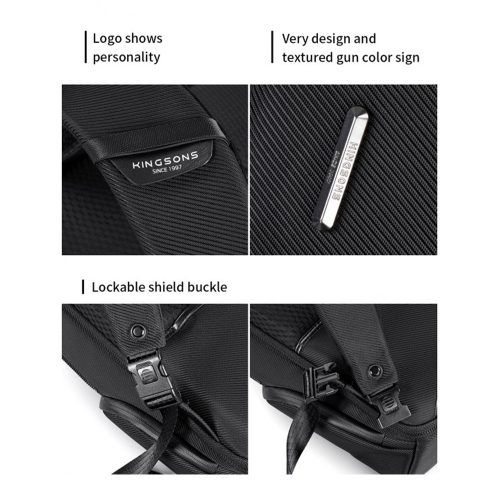 Kingsons Premium Leather Backpack KS3246W, Black, 15.6 Inch