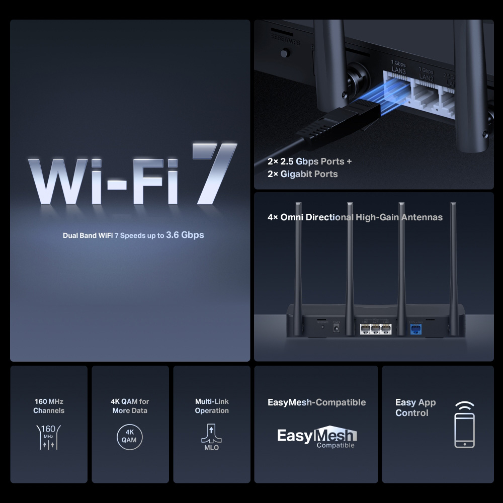 Mercusys BE3600 Dual Band Wi-Fi 7 Router – MR27BE Mercusys BE3600 Dual Band Wi-Fi 7 Router – MR27BE