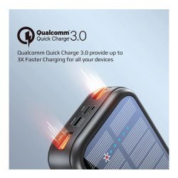 Promate 20000mAh EcoLight Solar Power Bank with Built-in USB & Lightning Cable