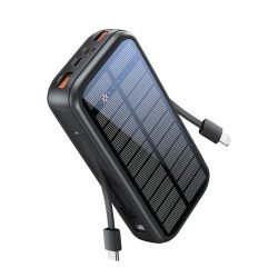 Promate 20000mAh EcoLight Solar Power Bank with Built-in USB & Lightning Cable