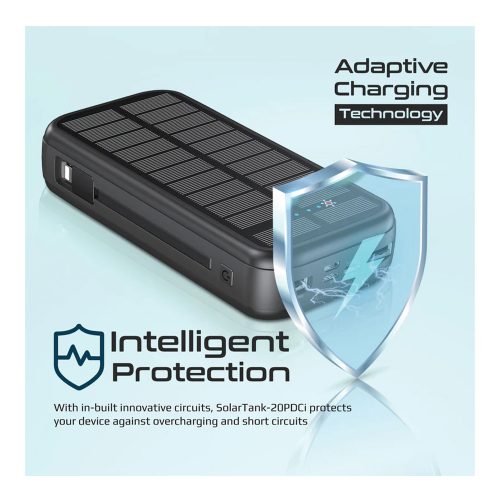 Promate 20000mAh EcoLight Solar Power Bank with Built-in USB & Lightning Cable