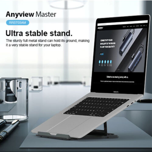 Rockrose Anyview Master Fully Foldable Ergonomic 4-Level Adjustable Metal Laptop Stand
