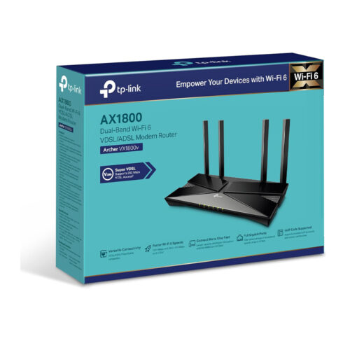 TP-Link Archer VX1800v AX1800Mbps Dual-Band Wi-Fi 6 Gigabit VDSL/ADSL Modem Router