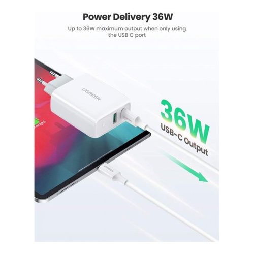 UGREEN Dual Port USB-C and USB-A Smart and Fast Charger Adapter