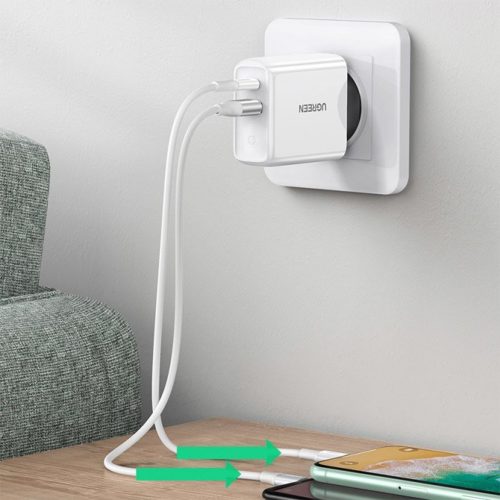 UGREEN Dual Port USB-C and USB-A Smart and Fast Charger Adapter