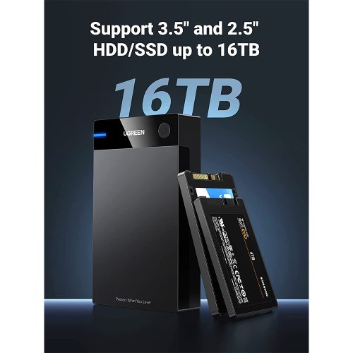 UGREEN USB 3.0 Enclosure for 2.5 and 3.5 inch HDD/SSD with power adapter