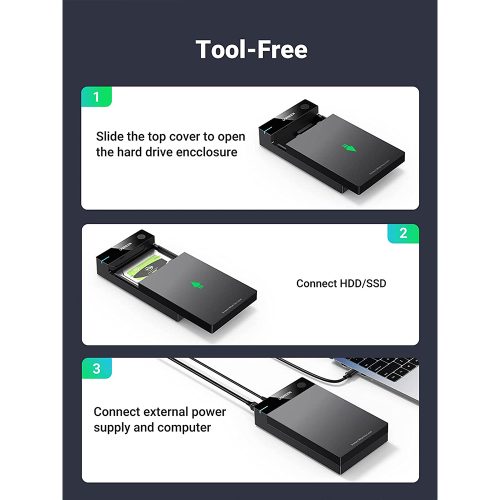 UGREEN USB 3.0 Enclosure for 2.5 and 3.5 inch HDD/SSD with power adapter