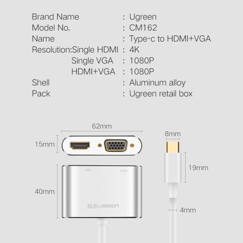 UGREEN USB-C to HDMI + VGA Adapter