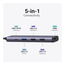 UGREEN 5-in-1 USB-C Hub (USB-C PD 100W + 4K HDMI + USB-A 3.0 + 2x USB-A 2.0)