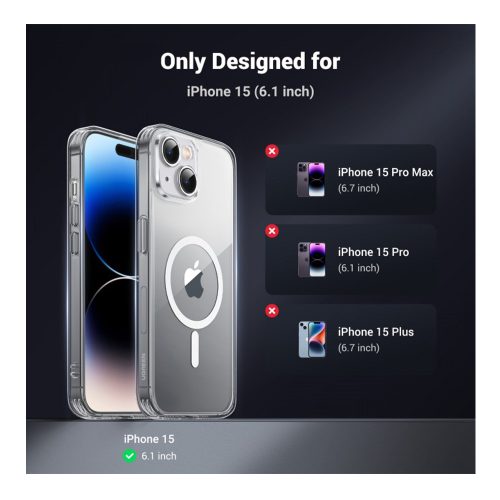 UGREEN Crystal Transparent Magnetic Protective Case For Iphone 15