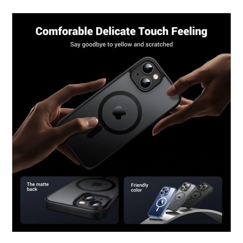 UGREEN Black Frame Frosted Back Plate Magnetic Protective Case For Iphone 15