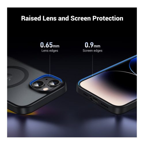 UGREEN Black Frame Frosted Back Plate Magnetic Protective Case For Iphone 15