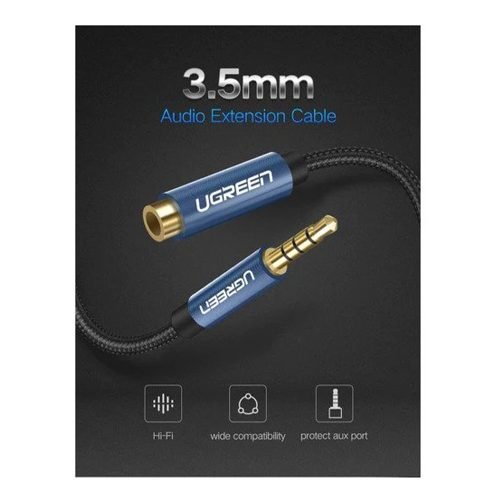 UGREEN Hi-Fi AUX 3.5mm Male To Female Extension Audio Cable – 1.5m