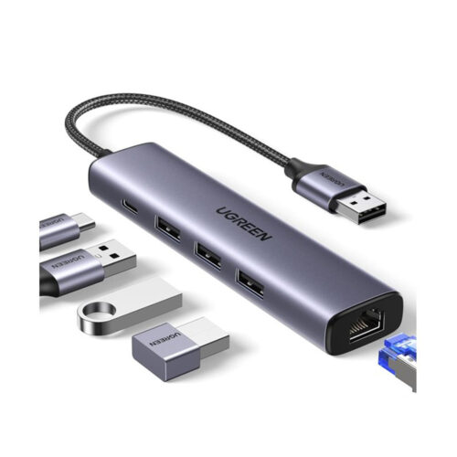 UGREEN USB 3.0 to Ethernet Adapter, 5 in 1 Multiport Hub