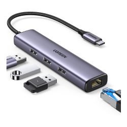 UGREEN 4-in-1 USB-C Hub (3x USB-A 3.0 + RJ45 Ethernet)