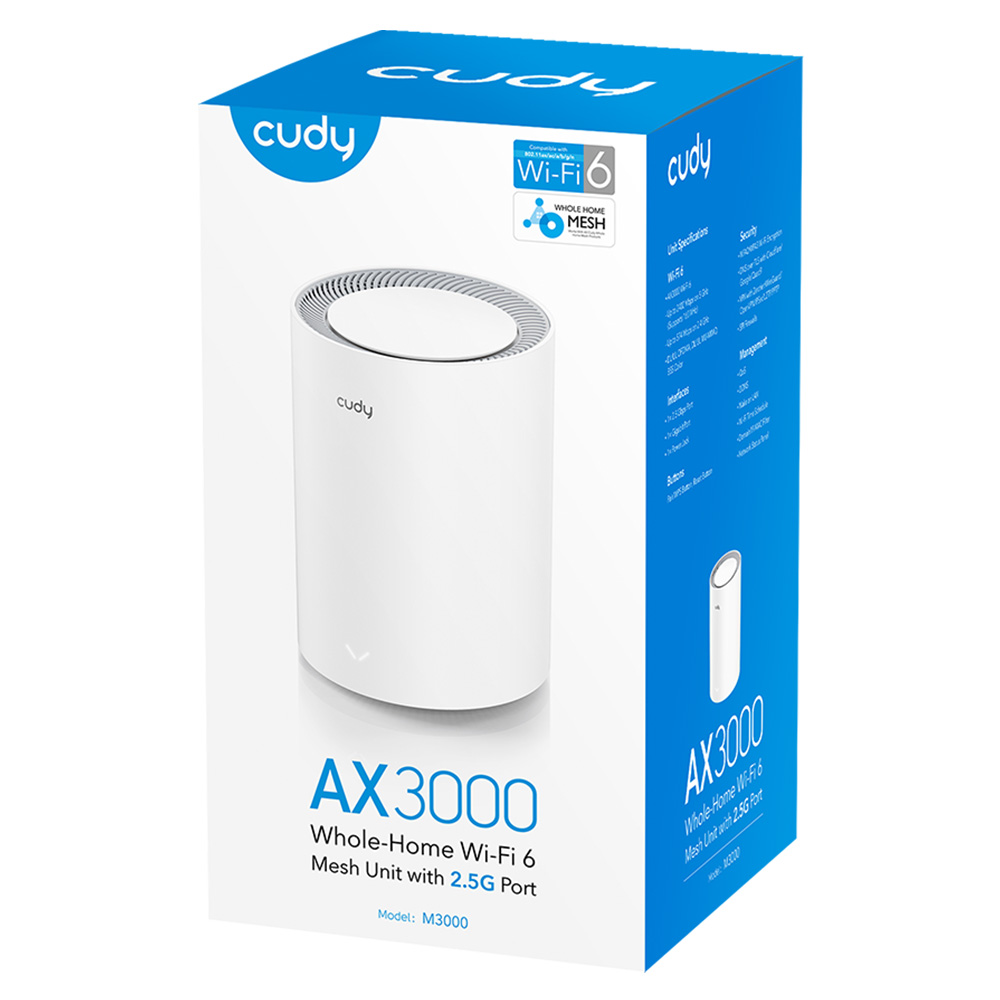 Cudy AX3000 2.5G Mesh Wi-Fi 6 System White – M3000 2.0 Cudy AX3000 2.5G Mesh Wi-Fi 6 System White – M3000 2.0