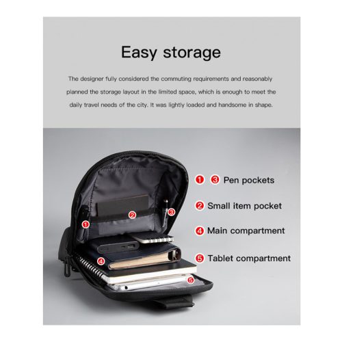 Kingsons Multifunctional Chest Bag KS3211W, Black