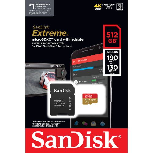 SanDisk Extreme microSDXC UHS-I Memory Card with Adapter