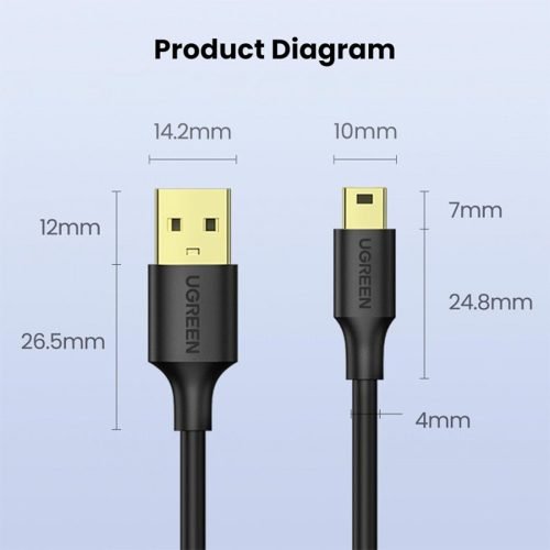 UGREEN USB A Male To Mini USB 5Pin Male Cable