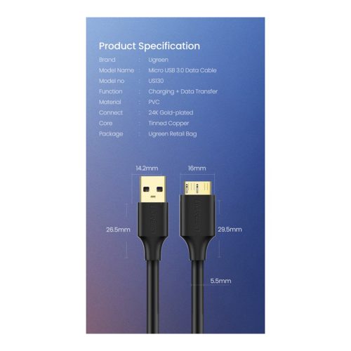 UGREEN Hard Disk Data Cable USB 3.0 1m