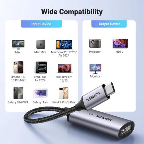 UGREEN USB-C Male to Diplay Port Female Braided convertor 8K