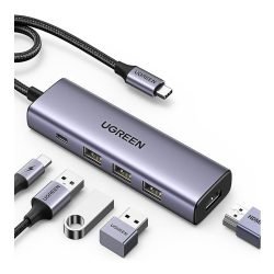 UGREEN 5-in-1 USB-C Hub (USB-C PD 100W + 4K HDMI@60Hz + 3x USB-A 3.0)