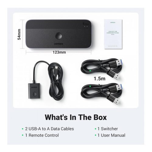 UGREEN 2 PCs Share 4 USB Devices (3 X USB-A 3.0 + 1 USB-C)