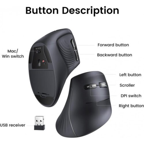 UGREEN Multi Mode Vertical Design Silent Bluetooth & Wireless Mouse