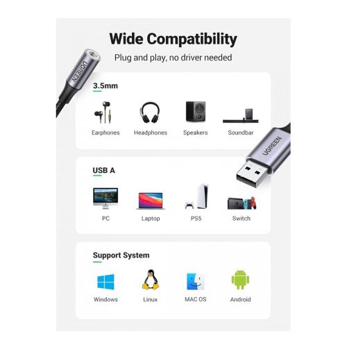 UGREEN USB-A to 3.5mm Jack Audio Adapter