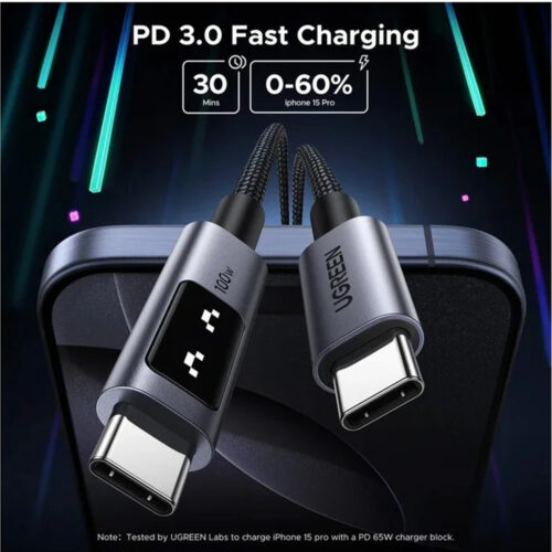 UGREEN Braided USB-C to USB-C Cable, 100W Fast Charge